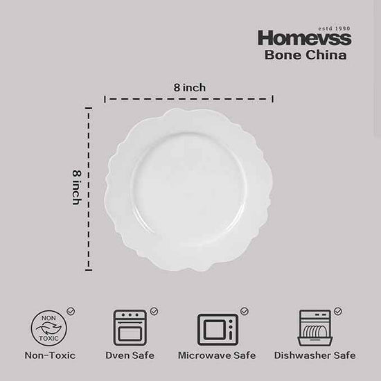 HomeVss, New Bone China Dinnerware Set, Embossed Winds, Service for 4-16pc Set