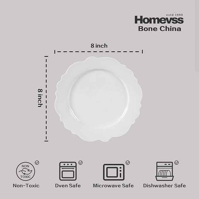 HomeVss, New Bone China Dinnerware Set Embossed Winds, Service for 8-40pc Set