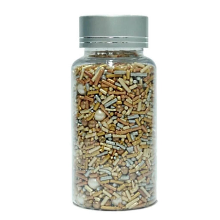 Sprinkle Mix Gold & White Pearl Sugar Strands for Baking