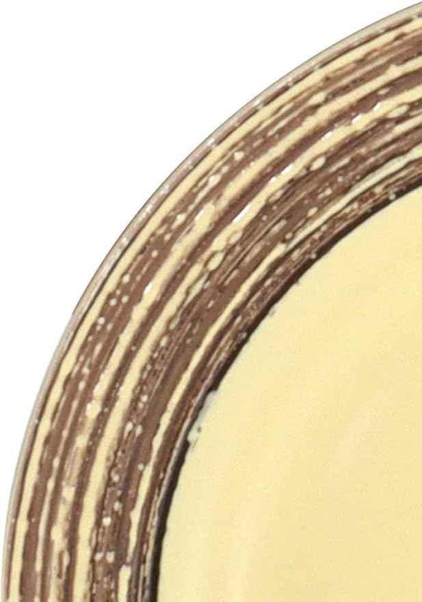 16 Piece Dinnerware Set, Ceramic Plates and Bowls Sets for 4, Microwave and Dishwasher Safe, Handcrafted Tree Bark Series Dish Set, Bamboo