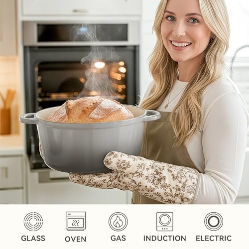 6 Quart Dutch Oven Pot with Lid (6 QT / Gray)