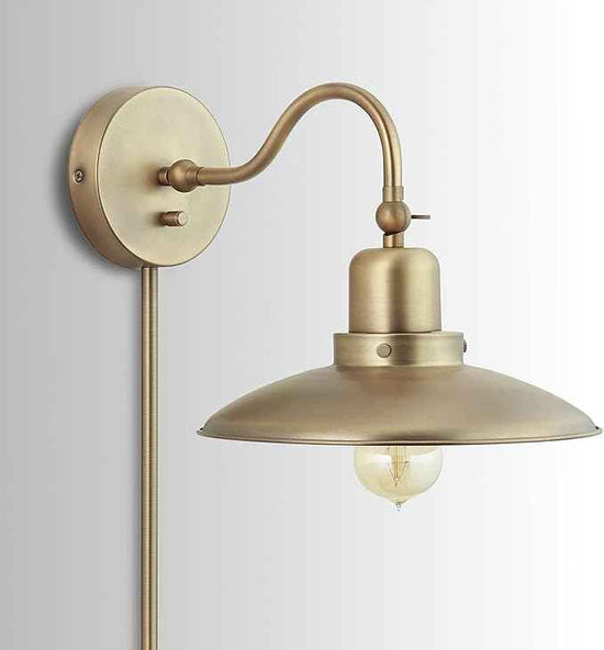 Capital Lighting 634811AD Dewitt Metal Portable Wall Sconce, 1-Light 100 Watts, 18" H x 10" W, Aged Brass