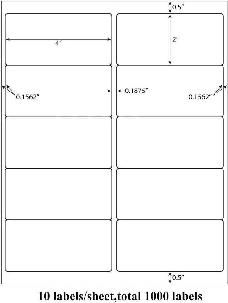 9527 Product 10 UP Sticker Labels,2x4 inches FBA Shipping Address Labels for Laser/Ink Jet Printer,Total 10000 Labels