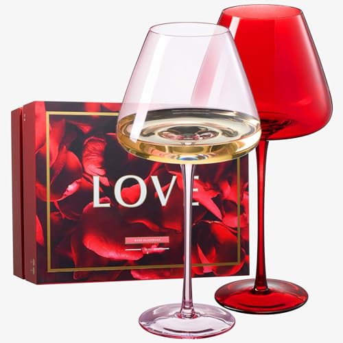 Love Red & Pink Crystal Wine Glasses