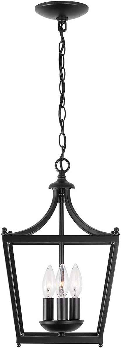 Capital Lighting 4036MB Stanton Geometric Metal Open Frame Lantern Foyer Pendant, 3-Light 180 Total Watts, 17" H x 10" W, Matte Black