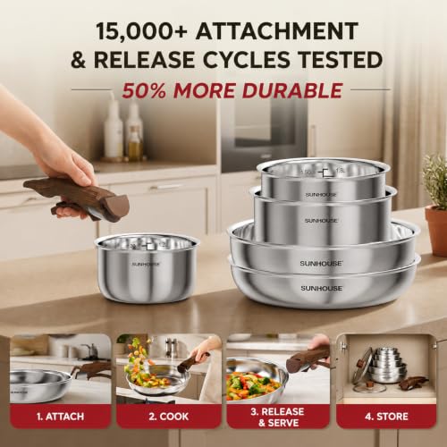 9pcs 3 Ply Clad Stainless Steel Cookware Set w (9 Count)