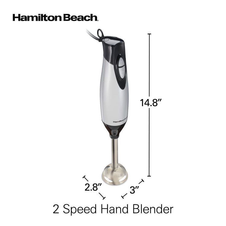 4-in-1 Electric Immersion Hand Blender with Handheld Blending Stick, Whisk + 3-Cup Food & Vegetable Chopper Bowl, 2-Speeds, 225 Watts, Silver and Stainless Steel (59765)