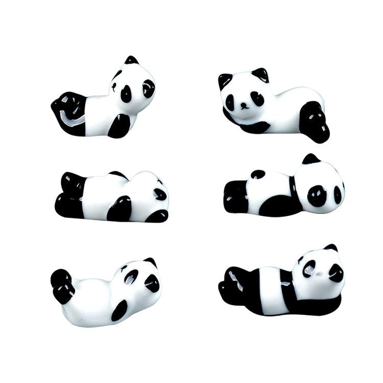 YEYILILINHONG 6PCS Cute Ceramic Panda Chopsticks Rest Rack Stand Holder for Chopsticks (6 Count)