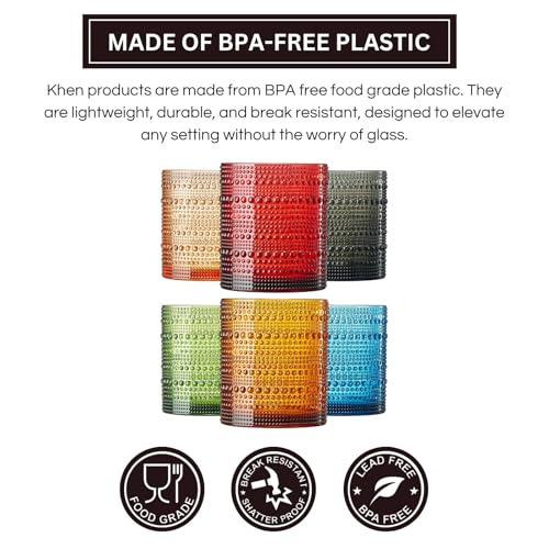 Plastic Hobnail Drinking Glasses Set of 6 Neutral Tones Cups 10oz