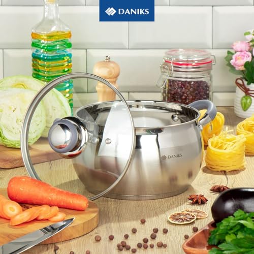 Modern 2 Quart Stainless Steel Stock Pot with Glass Lid