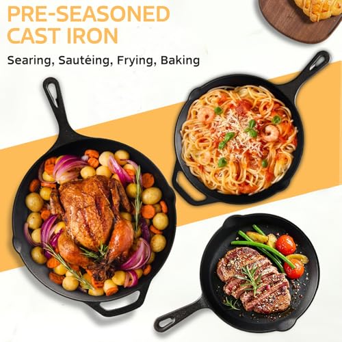 Cast Iron Skillet 3 (8+10+12 Inch)
