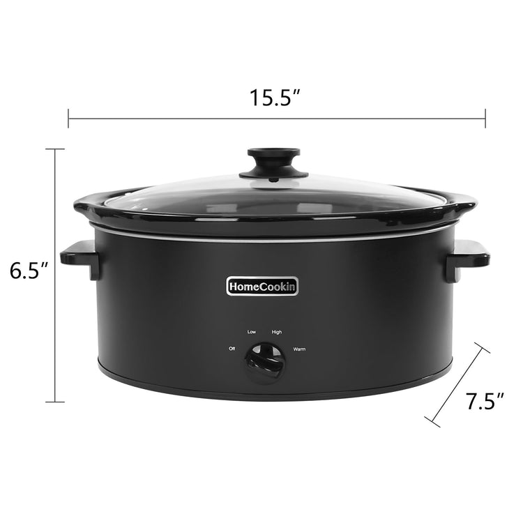 6 Quart Slow Cooker Oval Manual Pot Food Warmer with 3 Cooking Settings
