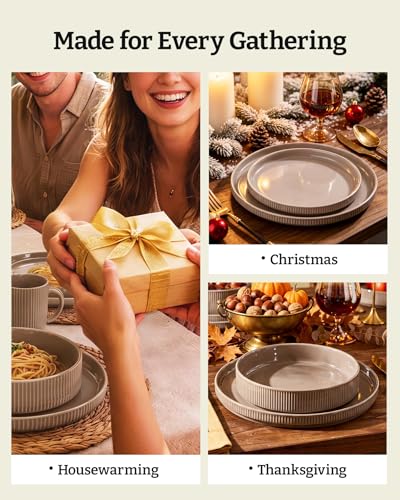 Ceramic Plates and Bowls Set (12 Count)