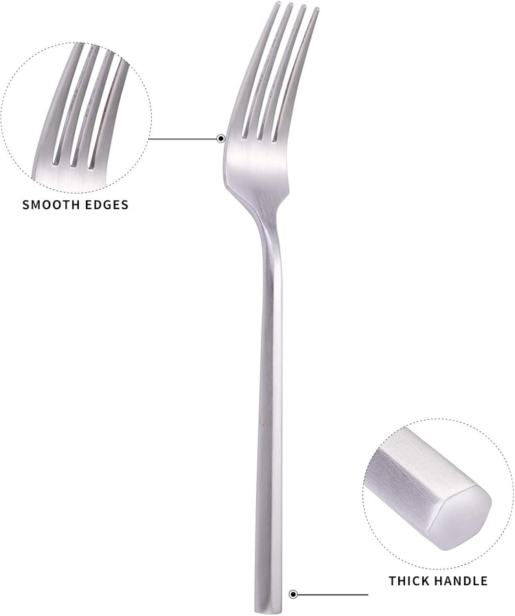 Matte Silverware Set Silver Flatware Set with Hexagon Handle 20 Pieces 18/0 Stainless Steel Cutlery Set Wedding Housewarming Gift Service for 4 (Matt silver)