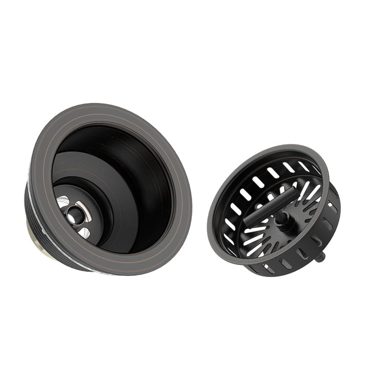 3-1/2 Inch Bronze Kitchen Sink Drain Assembly Kit - Oil Rubbed Bronze Stainless Steel with Strainer Basket/Drain Stopper