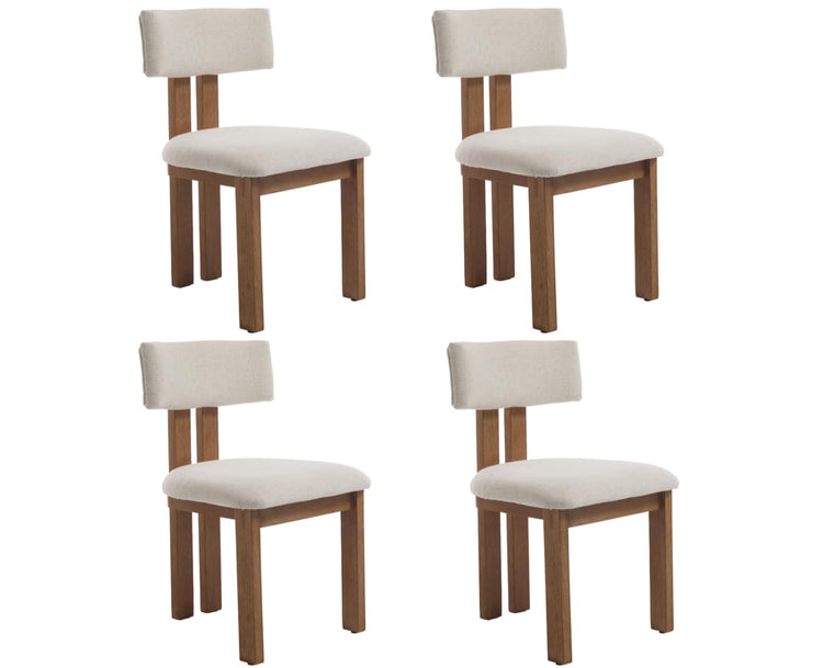 Linen Dining Chairs Set of 4 Modern Farmhouse Kitchen Chairs with Open Low Back Upholstered Wood Side Chairs for Dining Room (4 Count)