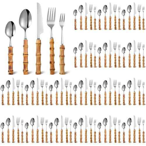 90 Pieces Bamboo Silverware Set 18 (90 Count)
