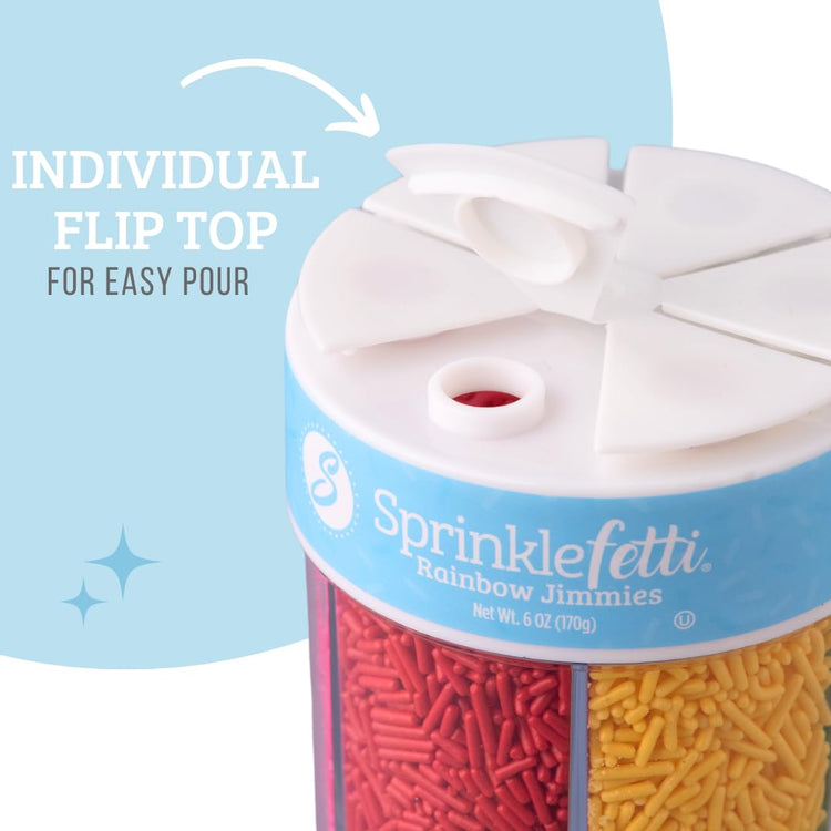 Sprinkles 6 Cell Edible Sprinkle Mix Jimmies Perfect for Cake Decorations Baking Ice Cream Cookies Cupcake Topper (6.45 Ounce)
