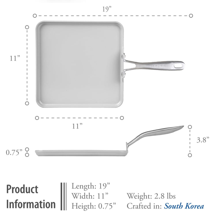 CeraTerra Ceramic Nonstick Square Griddle Pan