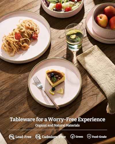 Plates and Bowls Set with Rim (12 Count)