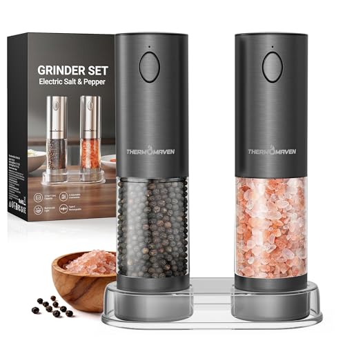 Electric Salt and Pepper Grinder Set with 110ML Large Capacity (Large / Gun Grey)