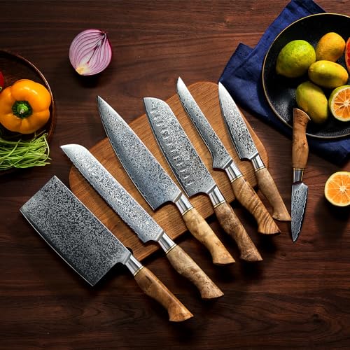 SENKEN 16 Piece Damascus Knife block Set (16 Count)