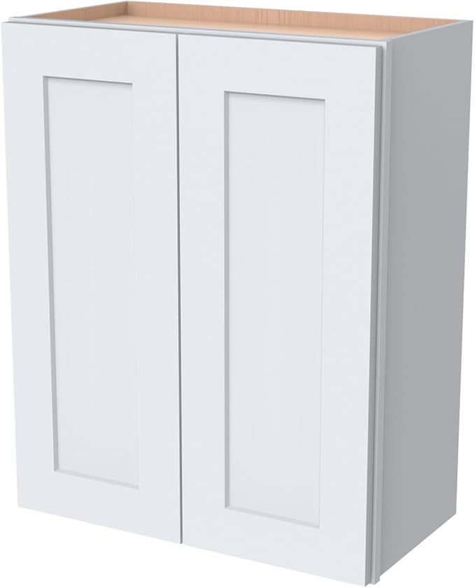 Wall-Mounted Cabinet – Solid Wood Shaker Style Medicine Cabinet with Adjustable Shelves & Soft-Close Doors for Bathroom, Kitchen, and Office Storage (White, 39" W x 12" D x 42" H)