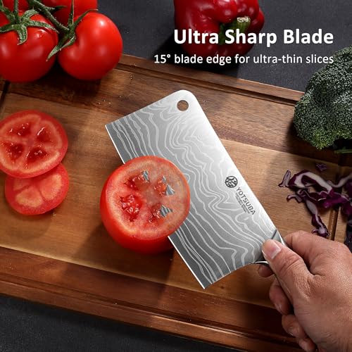 7 Inch Cleaver Knife with Full Tang Rosewood Handle