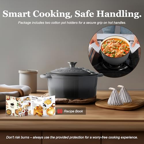 Enameled Cast Iron Dutch Oven (7 Quart / Grey)