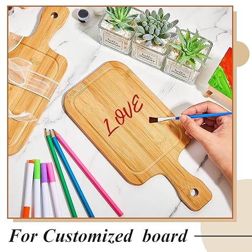 20 Pcs Mini Charcuterie Boards Bulk Small 11" x 5.12" Bamboo Cutting Board with Handle Wooden Blanks Chopping Customized Serving Tray for DIY Laser Engraving Wedding Housewarming Gift Guests (20 Count)