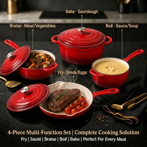Nonstick Enameled Cast Iron Cookware Set