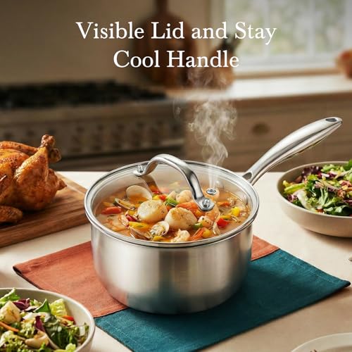 Tri Ply Stainless Steel Pot 1.5Qt & 2.5Qt with Lids