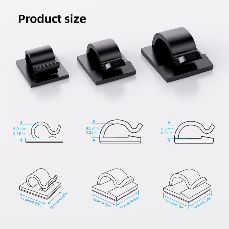 100 PCS Adhesive Cable Clips Cord Organizer (100 Count)