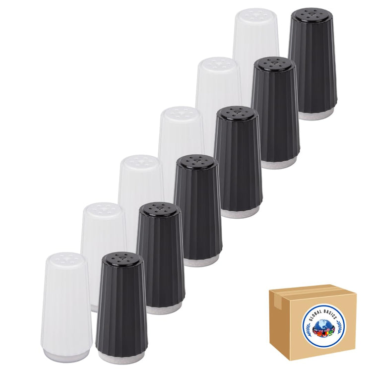 Disposable Plastic Salt and Pepper Shakers by Global Basics (12 Count)