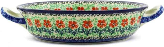Polish Pottery Baker - Round with Handles - 8" - Maraschino