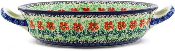 Polish Pottery Baker - Round with Handles - 8" - Maraschino