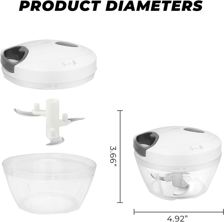 ZHANG XIAO QUAN SINCE 1628 Manual Food Chopper Hand Pull String Vegetable Cutter Onions Garlic Chopper Portable Food Mincer for Garlic Ginger Herbs Nuts Durable Kitchen Food Processor 1.6 Cup(400ml)