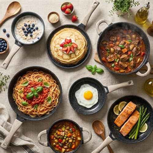 22 Piece Ceramic Cookware Set with Utensils