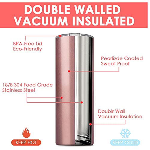6 Pack Stainless Steel Skinny Tumbler (White / 6 Count (20 oz))