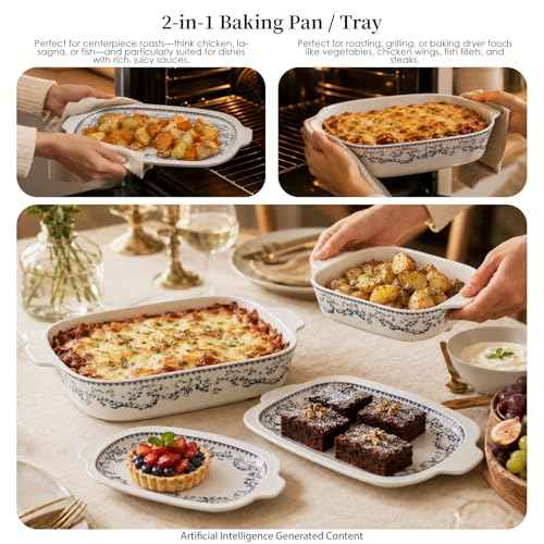 Ceramic Casserole Dish with Lids for Oven (4 Count)