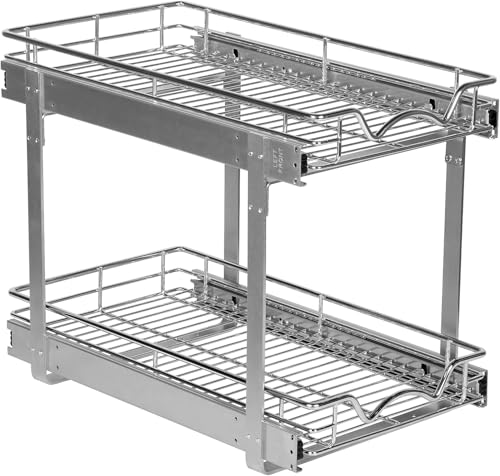 2-Tier Pull-Out Cabinet Organizer for Kitchen, 12" W x 21”D x 16.5" H (12 Inch / Two Tier)