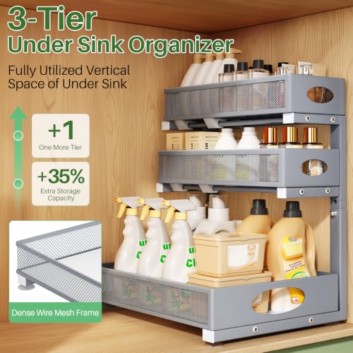 Under Sink Organizer 3 (2-Pack / Gray)