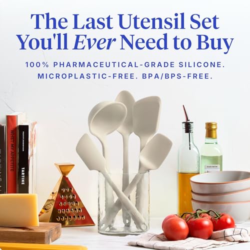 5 Piece Silicone Kitchen Utensils Set (Cream / 5 - Piece Set)