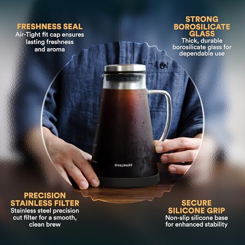 Airtight Cold Brew Coffee Maker with Tea Infuser & Spout 1.0L (34 Ounces)
