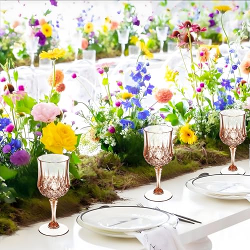 Rose Gold Plastic Wine Glasses (10 Count)