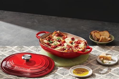 Enameled Cast Iron Oval Casserole with Lid