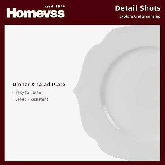HomeVss, New Bone China Dinnerware Set, Embossed Lotus, 16pc Set