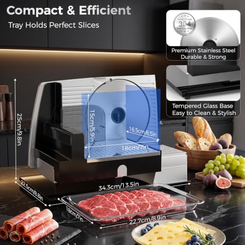 Electric Meat Slicer (6.7'' Stainless Steel Blades / Silver)