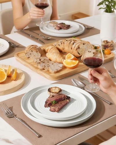 Stoneware Dinnerware Sets for 6 (White)