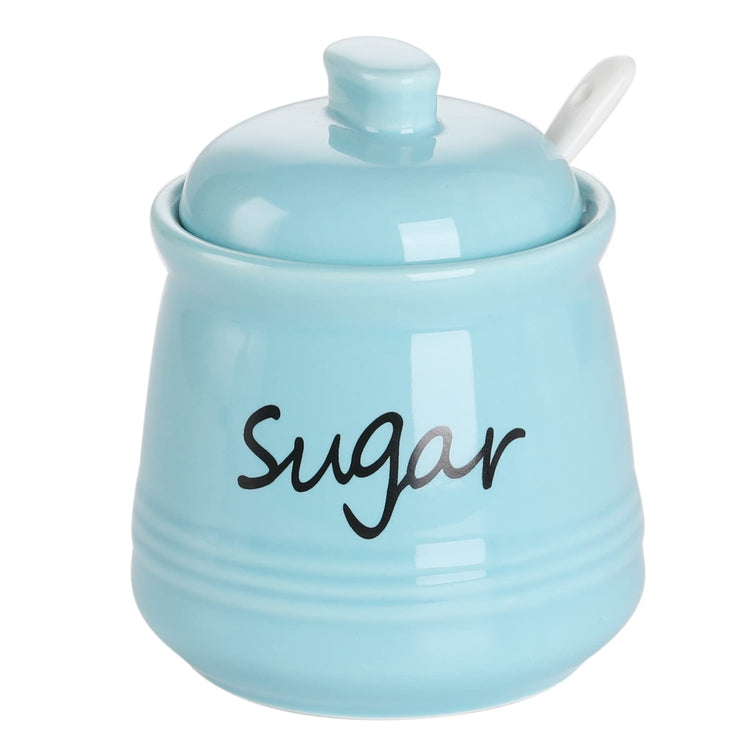 Ceramic Sugar Bowl with Lid and Spoon 12oz